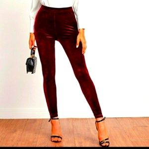 Velvet burgundy leggings